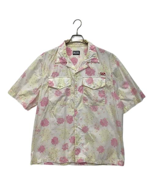 DIESEL（ディーゼル）DIESEL (ディーゼル) ボウリングシャツ イエロー×ピンク×ホワイト サイズ:Lの古着・服飾アイテム