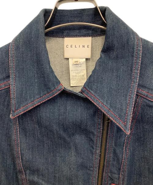 CELINE（セリーヌ）CELINE (セリーヌ) デニムライダースジャケット インディゴ サイズ:36の古着・服飾アイテム