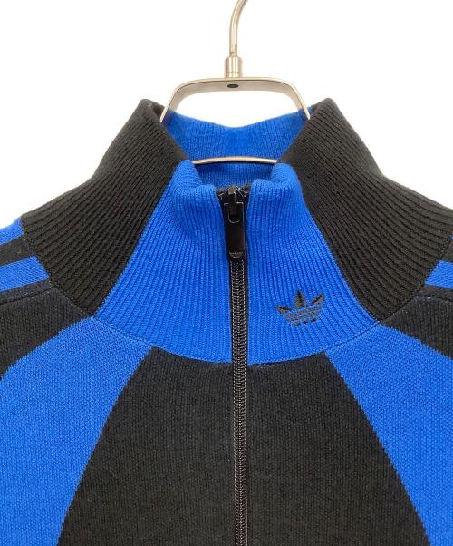 adidas（アディダス）adidas (アディダス) クォータージップ セーター ブルー×ブラック サイズ:Lの古着・服飾アイテム