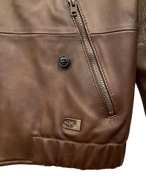 COACH（コーチ）COACH (コーチ) シングルライダースジャケット ブラウン サイズ:44の古着・服飾アイテム