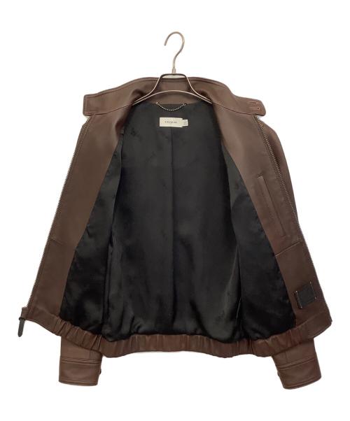 COACH（コーチ）COACH (コーチ) シングルライダースジャケット ブラウン サイズ:44の古着・服飾アイテム