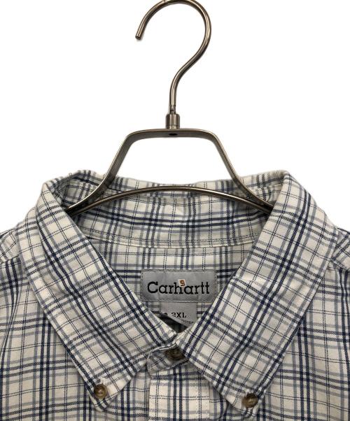 CarHartt（カーハート）CarHartt (カーハート) 半袖シャツ ホワイト×ネイビー サイズ:2XLの古着・服飾アイテム