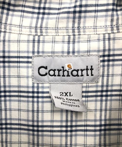 CarHartt（カーハート）CarHartt (カーハート) 半袖シャツ ホワイト×ネイビー サイズ:2XLの古着・服飾アイテム