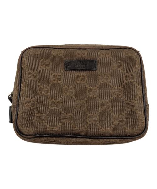 GUCCI（グッチ）GUCCI (グッチ) GGキャンバス ポーチ ブラウンの古着・服飾アイテム