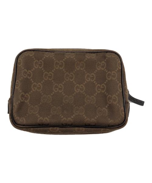 GUCCI（グッチ）GUCCI (グッチ) GGキャンバス ポーチ ブラウンの古着・服飾アイテム