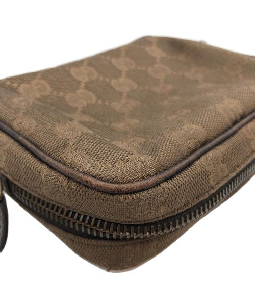 GUCCI（グッチ）GUCCI (グッチ) GGキャンバス ポーチ ブラウンの古着・服飾アイテム
