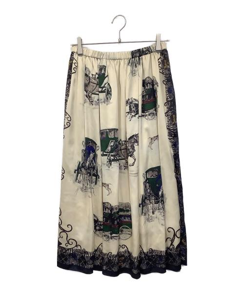 BEARDSLEY（ビアズリー）BEARDSLEY (ビアズリー) チェックスカーフスカート（馬車柄） ベージュ サイズ:Fの古着・服飾アイテム