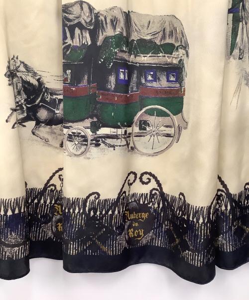BEARDSLEY（ビアズリー）BEARDSLEY (ビアズリー) チェックスカーフスカート（馬車柄） ベージュ サイズ:Fの古着・服飾アイテム