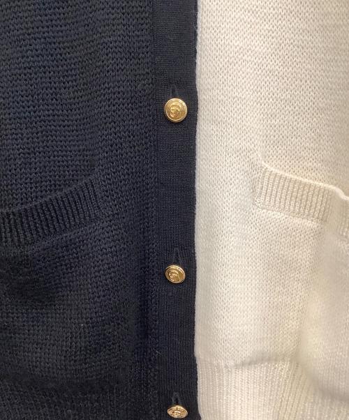 GUCCI（グッチ）GUCCI (グッチ) 厚手カーディガン ブラック×アイボリー サイズ:Mの古着・服飾アイテム