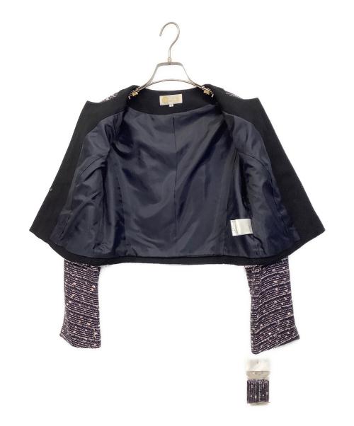 SOIR（ソワール）SOIR (ソワール) ノーカラージャケット ピンク×ネイビー サイズ:9 未使用品の古着・服飾アイテム