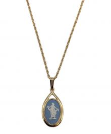 Wedgwood（ウェッジウッド）の古着「カメオペンダントネックレス」｜ゴールド×ブルー