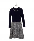 BLUE LABEL CRESTBRIDGEブルーレーベルクレストブリッジ）の古着「リブニットドッキングワンピース」｜ネイビー