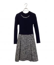 BLUE LABEL CRESTBRIDGE（ブルーレーベルクレストブリッジ）の古着「リブニットドッキングワンピース」｜ネイビー