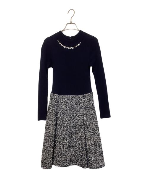 BLUE LABEL CRESTBRIDGE（ブルーレーベルクレストブリッジ）BLUE LABEL CRESTBRIDGE (ブルーレーベルクレストブリッジ) リブニットドッキングワンピース ネイビー サイズ:38の古着・服飾アイテム