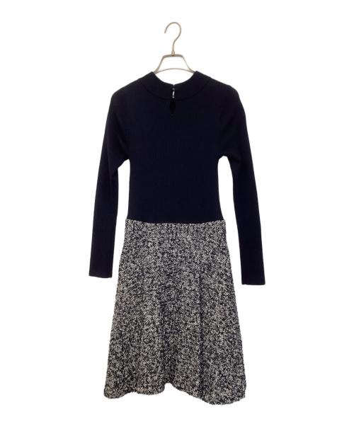 BLUE LABEL CRESTBRIDGE（ブルーレーベルクレストブリッジ）BLUE LABEL CRESTBRIDGE (ブルーレーベルクレストブリッジ) リブニットドッキングワンピース ネイビー サイズ:38の古着・服飾アイテム