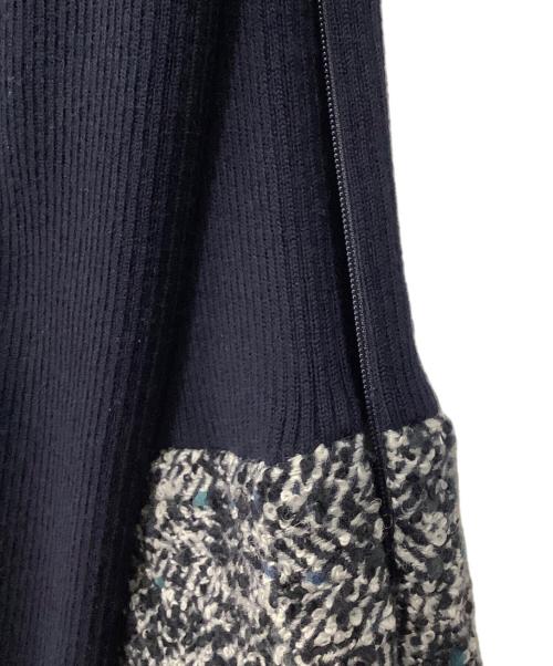 BLUE LABEL CRESTBRIDGE（ブルーレーベルクレストブリッジ）BLUE LABEL CRESTBRIDGE (ブルーレーベルクレストブリッジ) リブニットドッキングワンピース ネイビー サイズ:38の古着・服飾アイテム