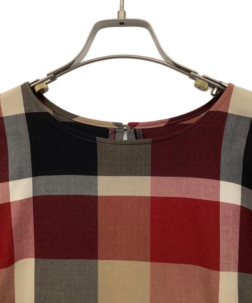 BLUE LABEL CRESTBRIDGE（ブルーレーベルクレストブリッジ）BLUE LABEL CRESTBRIDGE (ブルーレーベルクレストブリッジ) 半袖ブラウス ブラウン×オレンジ サイズ:36の古着・服飾アイテム