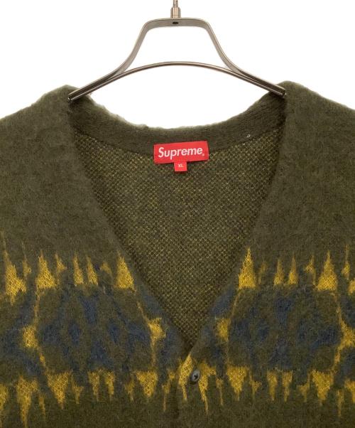 SUPREME（シュプリーム）SUPREME (シュプリーム) ABSTRACT STRIPE CARDIGAN オリーブ サイズ:XLの古着・服飾アイテム