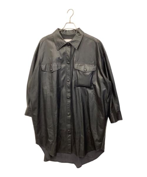LE CIEL BLEU（ルシェルブルー）LE CIEL BLEU (ルシェルブルー) フェイクレザーシャツコート ブラック サイズ:36の古着・服飾アイテム