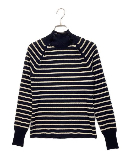 RALPH LAUREN（ラルフローレン）RALPH LAUREN (ラルフローレン) 薄手ボーダーセーター ネイビー×アイボリー サイズ:Mの古着・服飾アイテム