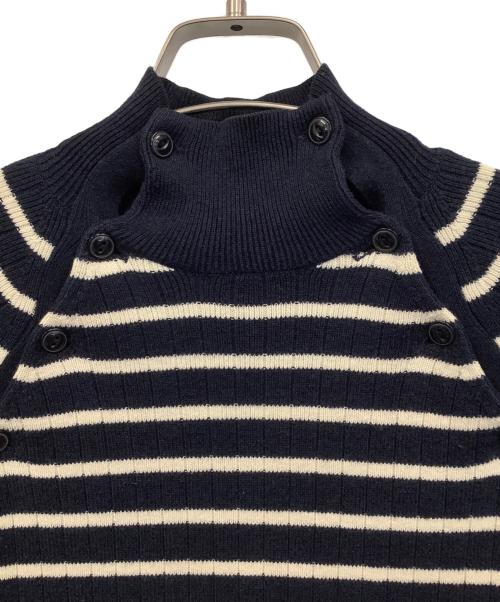 RALPH LAUREN（ラルフローレン）RALPH LAUREN (ラルフローレン) 薄手ボーダーセーター ネイビー×アイボリー サイズ:Mの古着・服飾アイテム