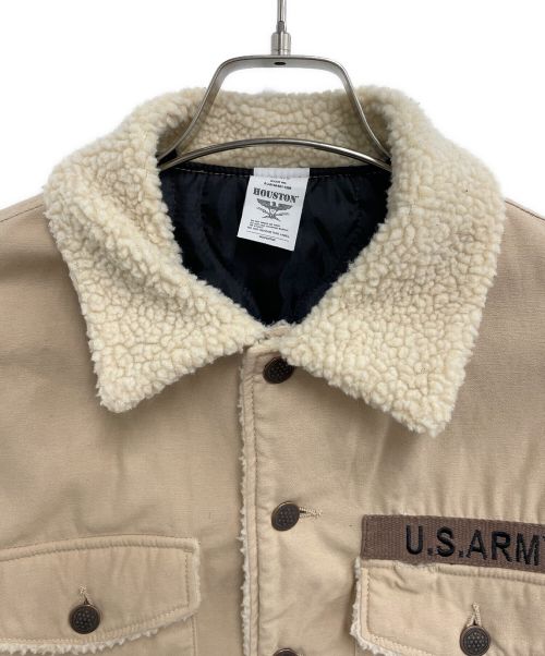 HOUSTON（ヒューストン）HOUSTON (ヒューストン) ミリタリーボアジャケット ベージュ サイズ:14 1/2の古着・服飾アイテム