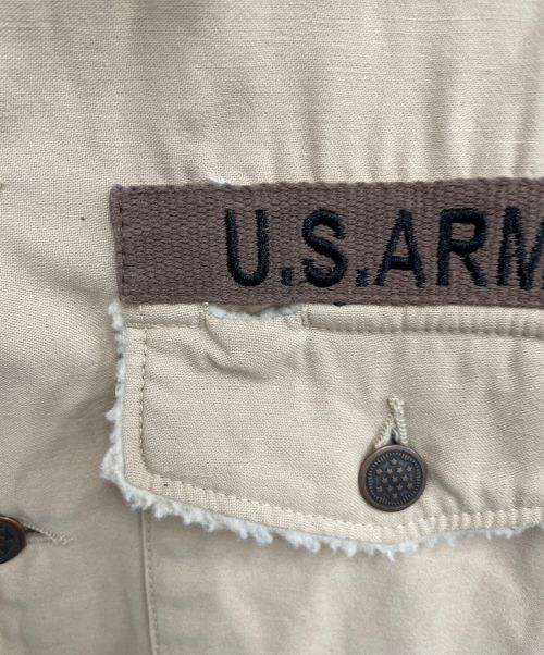 HOUSTON（ヒューストン）HOUSTON (ヒューストン) ミリタリーボアジャケット ベージュ サイズ:14 1/2の古着・服飾アイテム