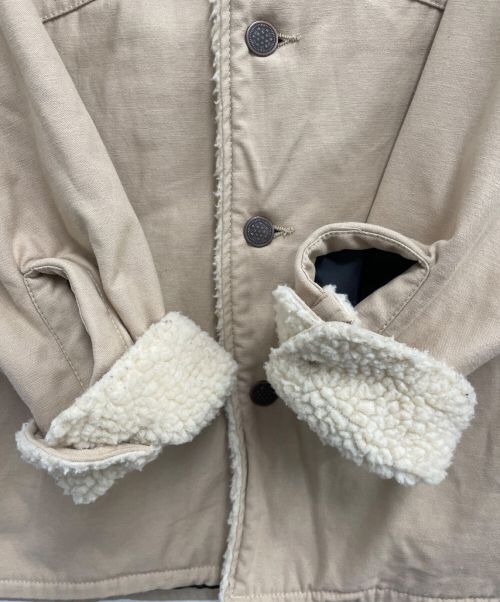 HOUSTON（ヒューストン）HOUSTON (ヒューストン) ミリタリーボアジャケット ベージュ サイズ:14 1/2の古着・服飾アイテム