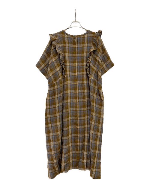 TSUHARU by samansa Mos2（ツハル バイ サマンサモスモス）TSUHARU by samansa Mos2 (ツハル バイ サマンサモスモス) チェック切替フリルワンピース ブラウン サイズ:SIZE フリー 未使用品の古着・服飾アイテム