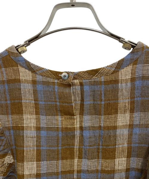 TSUHARU by samansa Mos2（ツハル バイ サマンサモスモス）TSUHARU by samansa Mos2 (ツハル バイ サマンサモスモス) チェック切替フリルワンピース ブラウン サイズ:SIZE フリー 未使用品の古着・服飾アイテム