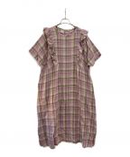 TSUHARU by samansa Mos2ツハル バイ サマンサモスモス）の古着「チェック切替フリルワンピース」｜ピンク
