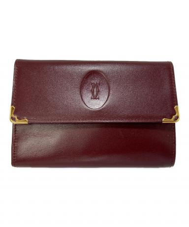 中古・古着通販】Cartier (カルティエ) 3つ折り財布 ボルドー