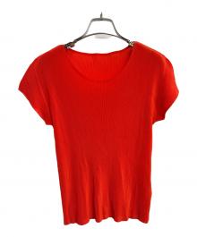 PLEATS PLEASE（プリーツプリーズ）の古着「ノースリーブカットソー」｜レッド・オレンジ系