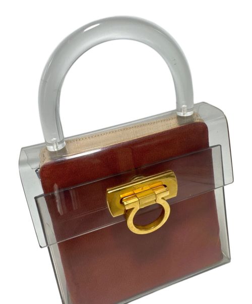 Salvatore Ferragamo（サルヴァトーレ フェラガモ）Salvatore Ferragamo (サルヴァトーレ フェラガモ) クリアハンドバッグ クリア×レッド系の古着・服飾アイテム