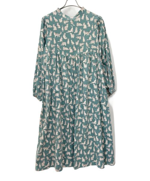 TSUHARU by samansa Mos2（ツハル バイ サマンサモスモス）TSUHARU by samansa Mos2 (ツハル バイ サマンサモスモス) 【Liberty】Meow柄細コールワンピース ブルー サイズ:F 未使用品の古着・服飾アイテム