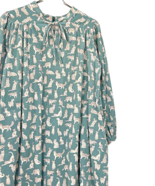 TSUHARU by samansa Mos2（ツハル バイ サマンサモスモス）TSUHARU by samansa Mos2 (ツハル バイ サマンサモスモス) 【Liberty】Meow柄細コールワンピース ブルー サイズ:F 未使用品の古着・服飾アイテム