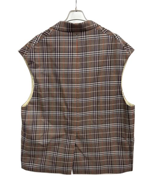 KAZUYUKI KUMAGAI ATTACHMENT（カズユキクマガイ アタッチメント）KAZUYUKI KUMAGAI ATTACHMENT (カズユキクマガイ アタッチメント) ナイロンツイル×TWチェック ドッキングブルゾン ブラウン サイズ:2の古着・服飾アイテム