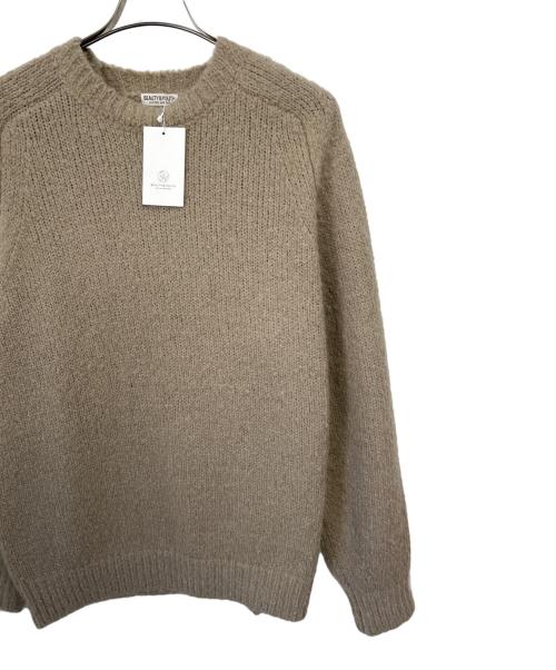 BEAUTY&YOUTH（ビューティーアンドユース）BEAUTY&YOUTH (ビューティーアンドユース) クルーネックバブルニット ベージュ サイズ:L 未使用品の古着・服飾アイテム