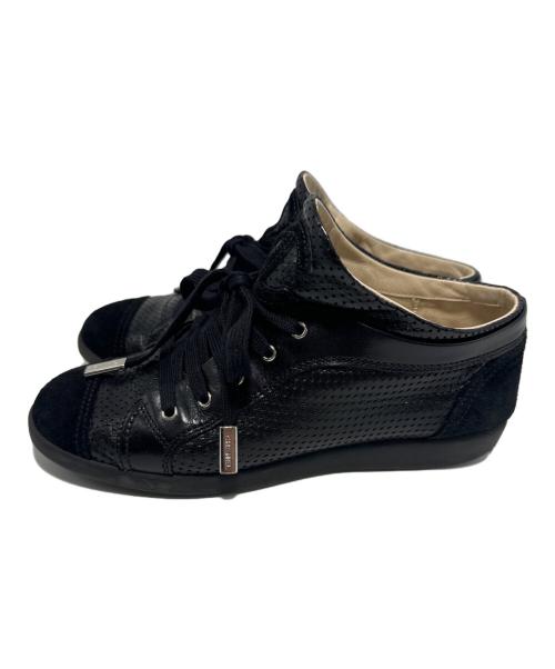 CHANEL（シャネル）CHANEL (シャネル) パンチングデザインレザースニーカー ブラック サイズ:36 1/2の古着・服飾アイテム