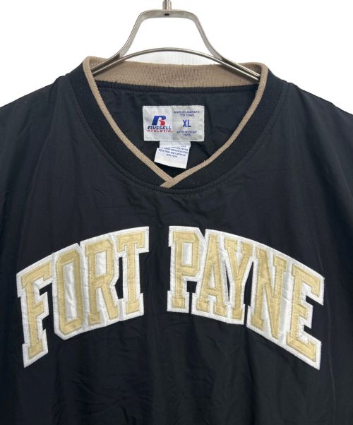 RUSSELL ATHLETIC（ラッセルアスレチック）RUSSELL ATHLETIC (ラッセルアスレチック) ナイロンプルオーバージャケット ブラック×ゴールド サイズ:XLの古着・服飾アイテム