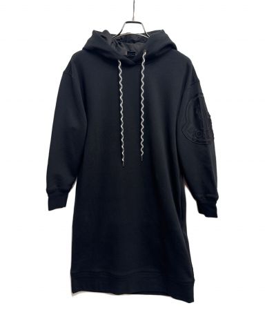 極美品✨モンクレール ABITO ワンピース パーカー ロゴワッペン ブラック 中古・古着通販】MONCLER (モンクレール) ロゴビッグワッペンパーカー