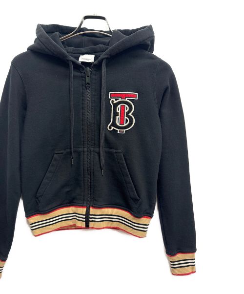 BURBERRY（バーバリー）BURBERRY (バーバリー) アイコンストライプジップアップパーカー ブラック サイズ:XSの古着・服飾アイテム