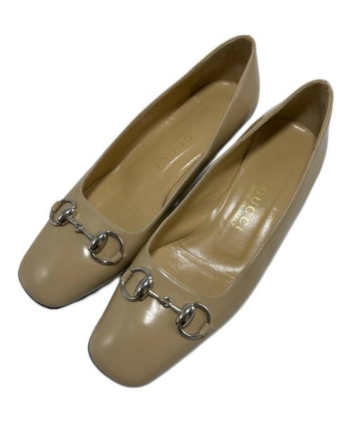 GUCCI（グッチ）GUCCI (グッチ) ホースビットパンプス ベージュ サイズ:24.5の古着・服飾アイテム