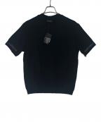 EMPORIO ARMANIエンポリオアルマーニ）の古着「クルーネック半袖ニット」｜ブラック