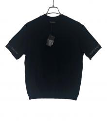 EMPORIO ARMANI（エンポリオ アルマーニ）の古着「クルーネック半袖ニット」｜ブラック