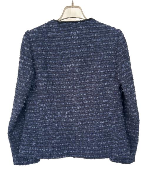 Max Mara Studio（マックスマーラ ストゥディオ）Max Mara Studio (マックスマーラ ストゥディオ) ノーカラージャケット ブルー×ブラック サイズ:Mの古着・服飾アイテム