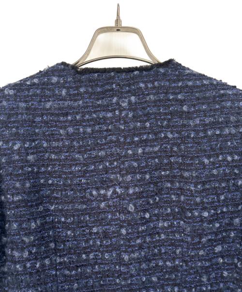 Max Mara Studio（マックスマーラ ストゥディオ）Max Mara Studio (マックスマーラ ストゥディオ) ノーカラージャケット ブルー×ブラック サイズ:Mの古着・服飾アイテム