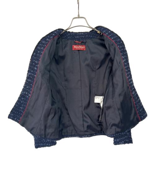 Max Mara Studio（マックスマーラ ストゥディオ）Max Mara Studio (マックスマーラ ストゥディオ) ノーカラージャケット ブルー×ブラック サイズ:Mの古着・服飾アイテム