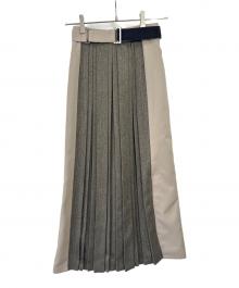 UNITED TOKYO（ユナイテッドトーキョー）の古着「ストレンジプリーツロングスカート」｜ベージュ×グレー