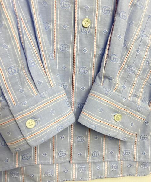 GUCCI（グッチ）GUCCI (グッチ) ストライプシャツ ブルー サイズ:48の古着・服飾アイテム